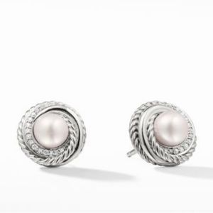 David Yurman Pearl Crossover Earrings with Diamonds